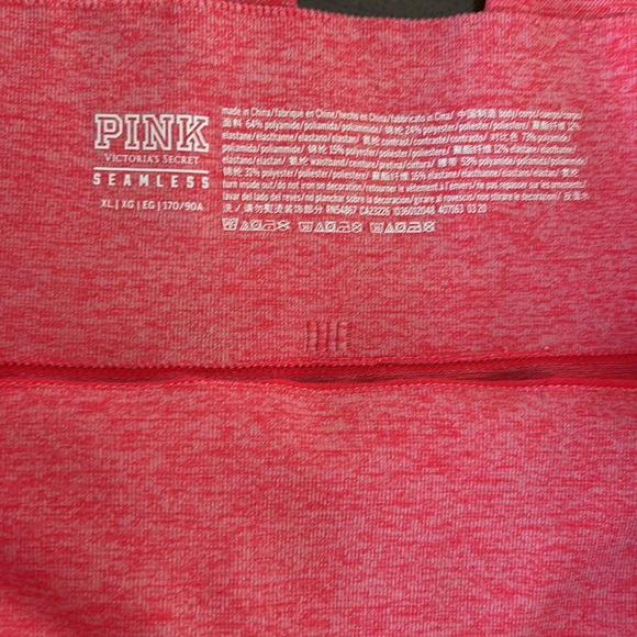 🧡 NWOT PINK Victoria's Secret Two-Tone Coral Seamless Activewear Leggings - Picture 8 of 12